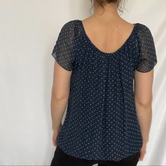 Polka Dot pin up style Bubble Hem Silk Blouse NEW with tags Women Size S - Picture 11 of 11